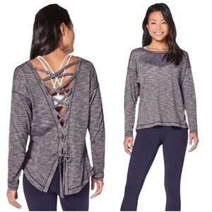 Lululemon Laced With Intent Long Sleeve‎ Top Heathered Black Grape